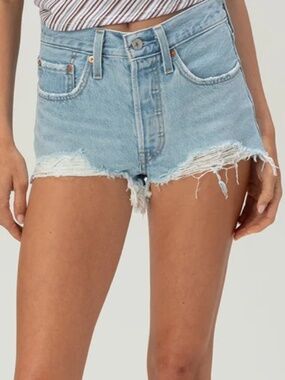 LEVI'S 501 Original Fit Womens Micro Shorts Light Wash - Size 25